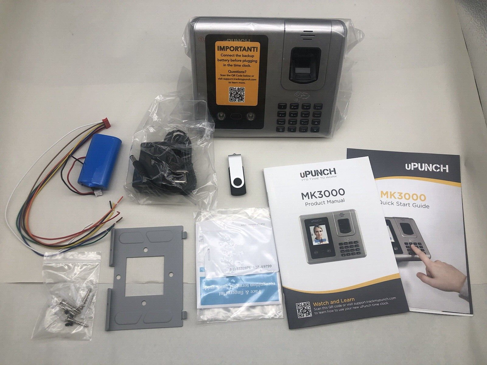 uPunch MK3000 Face & Fingerprint Terminal Recognition Time Clock... *READ DESC..
