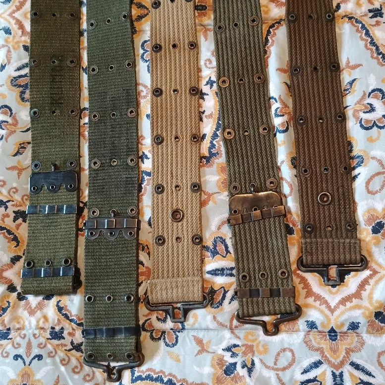 5 US GI PISTOL BELTS NOT ALL THE SAME