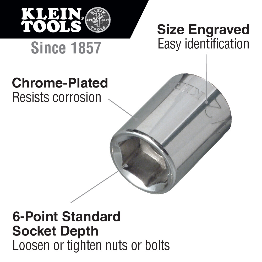 Klein Tools 65700 3/8-Inch Drive with 3/8-Inch Standard 6-Point Socket