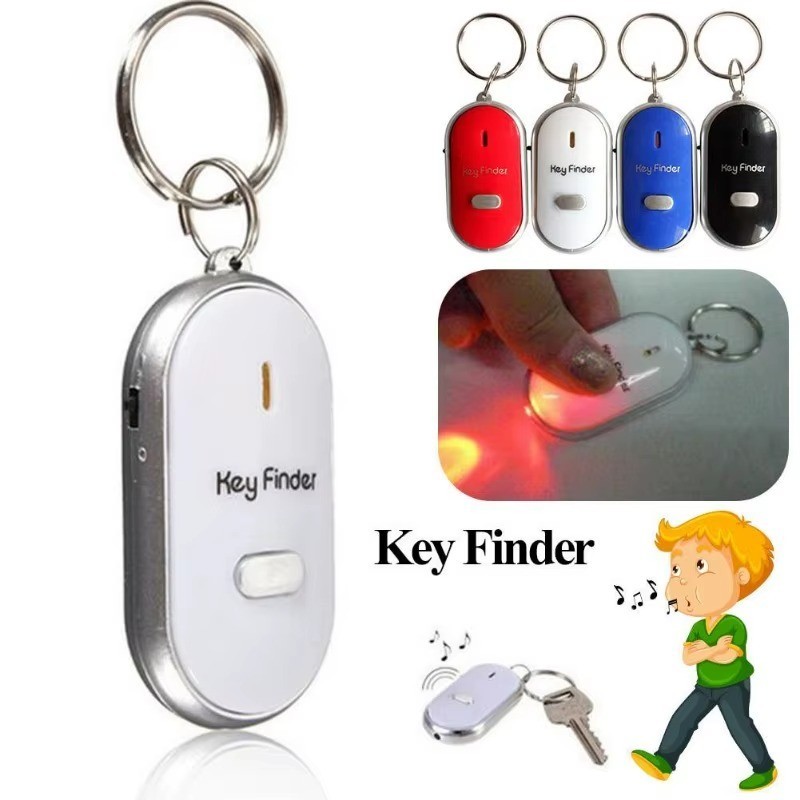LED Anti-Lost Key Finder Key Locator Keychain Whistle Sound Control Keyring Use