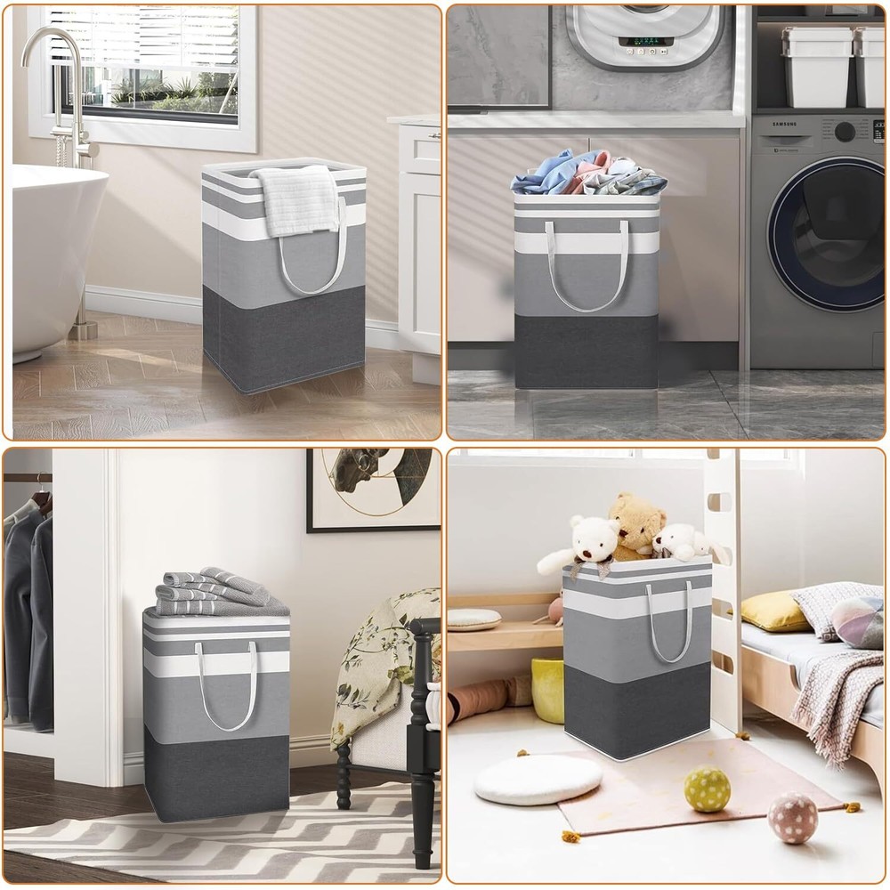 2-Pack Large Collapsible Laundry Baskets - 75L Freestanding Waterproof Hamper...