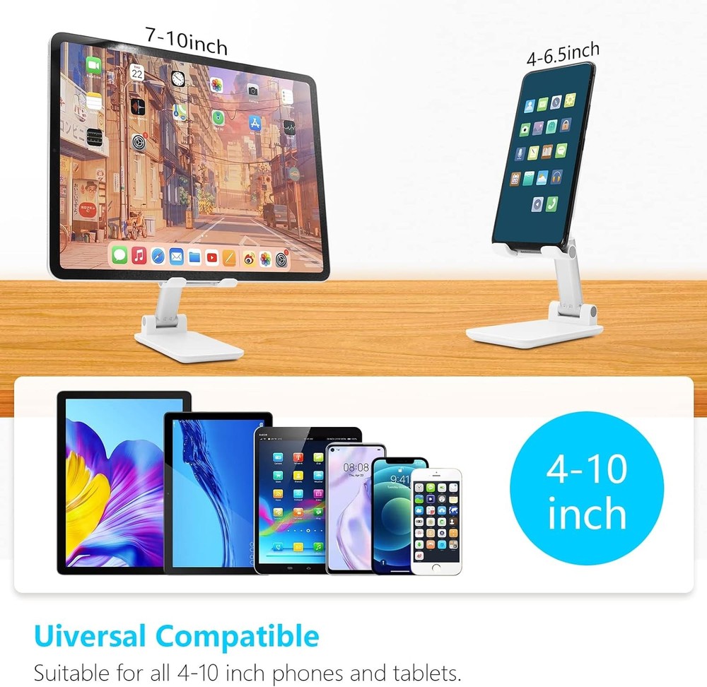Cell Phone Stand, Folding Desktop Angle Height B-White