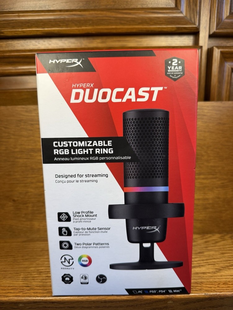 HyperX DuoCast RGB USB Condenser Microphone PC PS5 Mac Stream Gaming