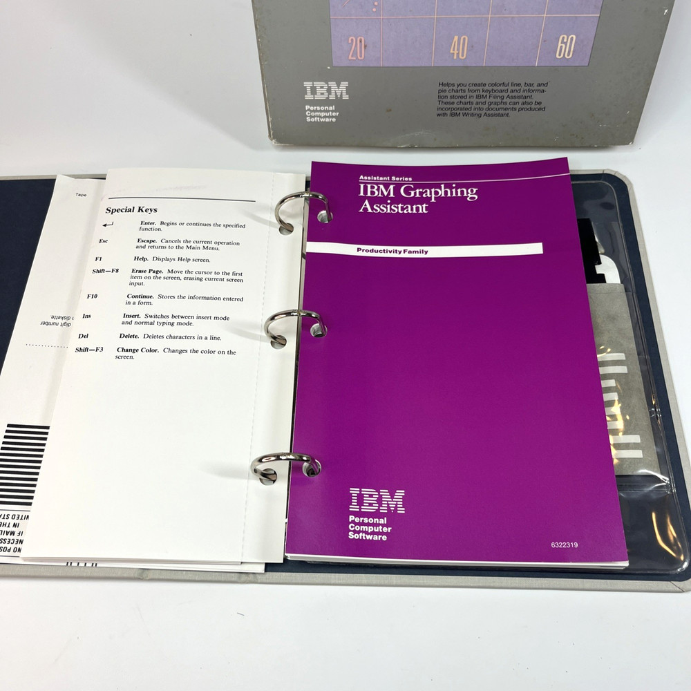 Vintage IBM Graphing Assistant With 5.25" Disk PC XT PCjr Software