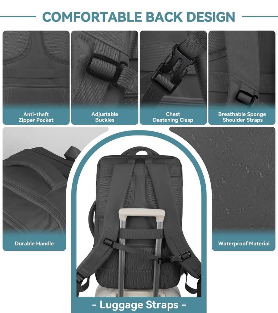 Travel Backpack, 50L Expandable Extra Large Laptop Backpack, Carry On Backpack