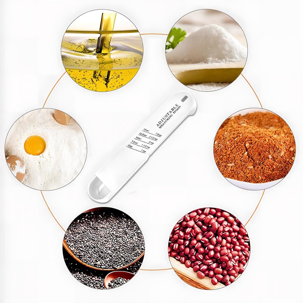 Adjustable Measuring Spoon for Dry and Liquid（White）