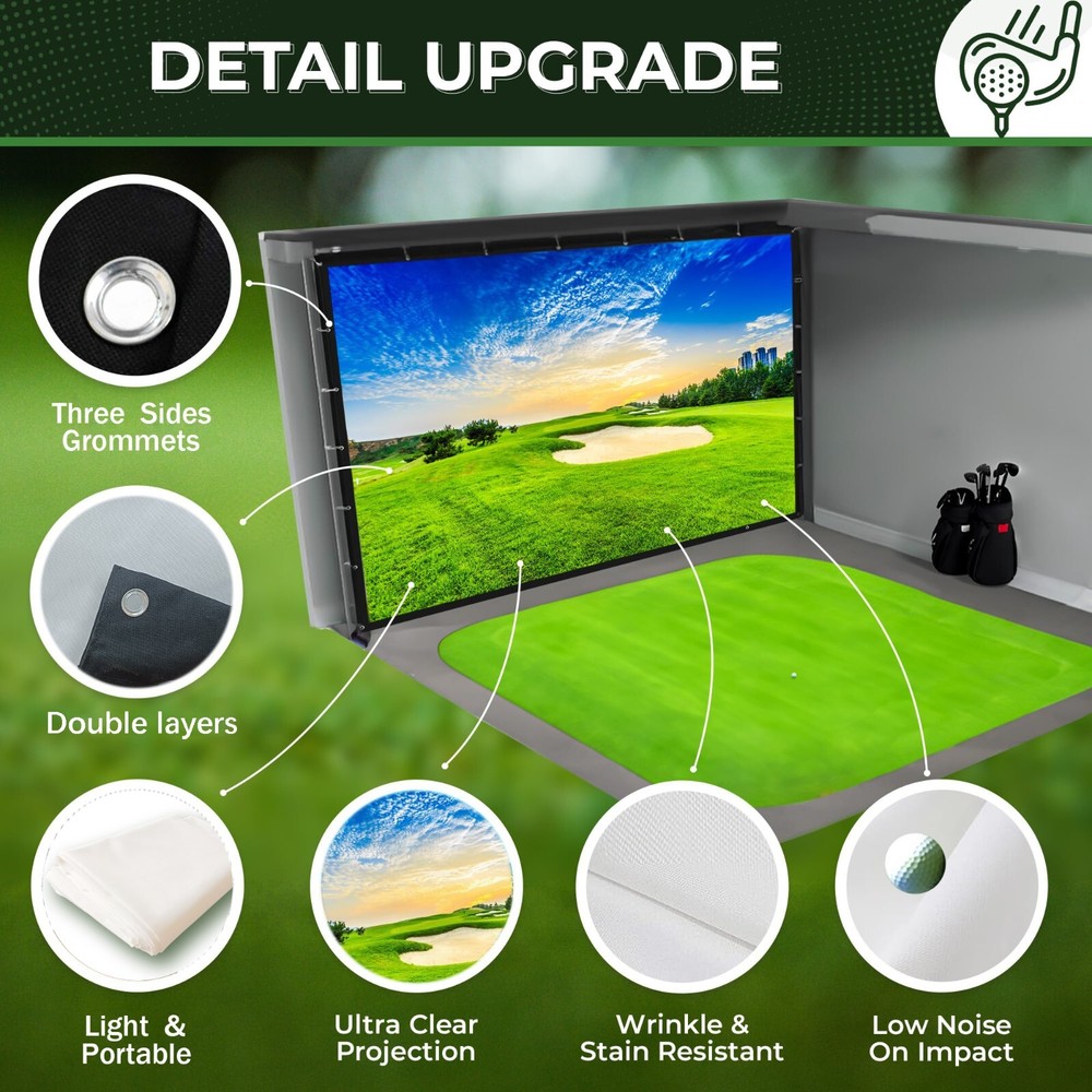 Golf Simulator Impact Screen [9'10" x 11'5.8''] Indoor Golf Screen Double Layers