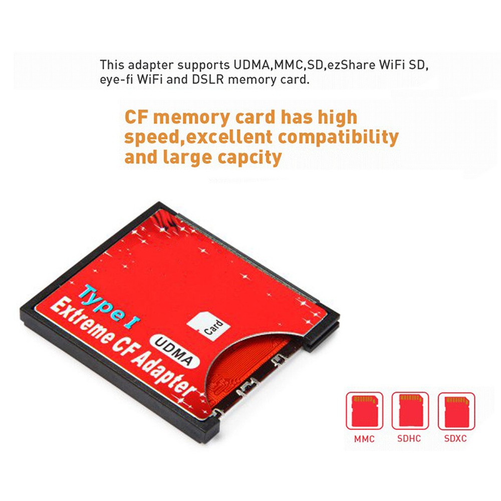 Cablecy SD SDHC SDXC to High-Speed Extreme Compact Flash CF Type I Adapter
