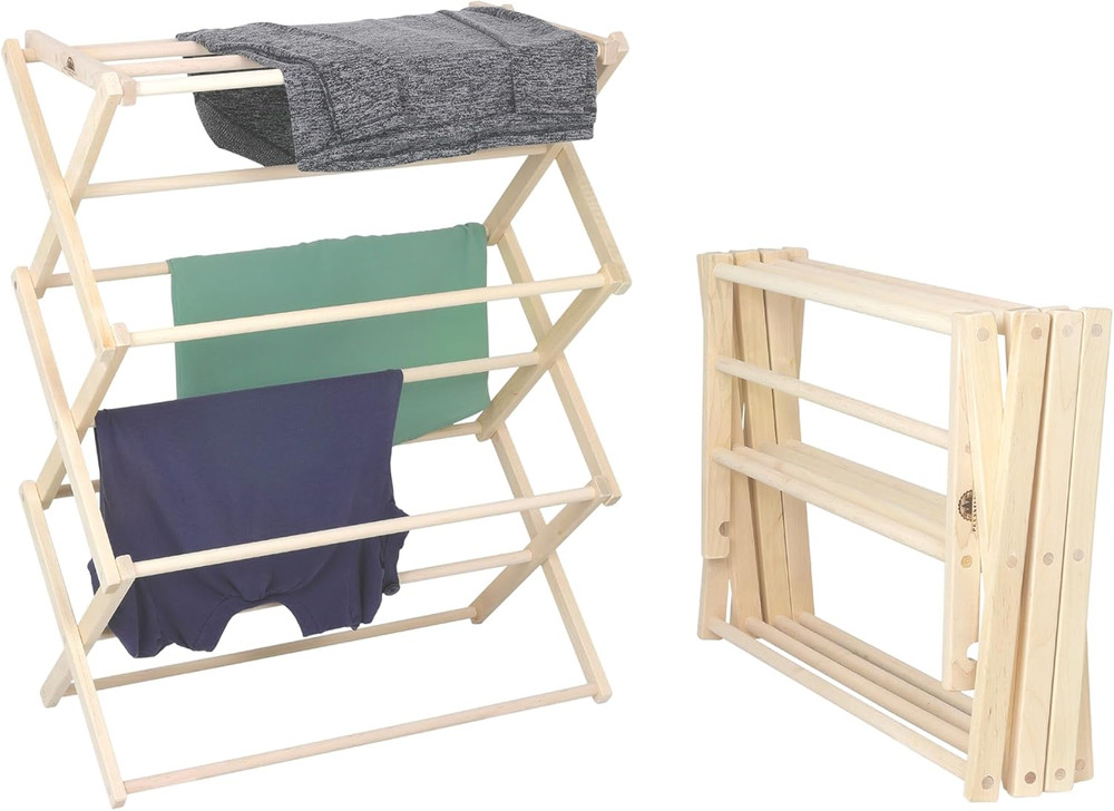 Handcrafted American Maple Clothes Drying Rack - Eco-Friendly & Collapsible