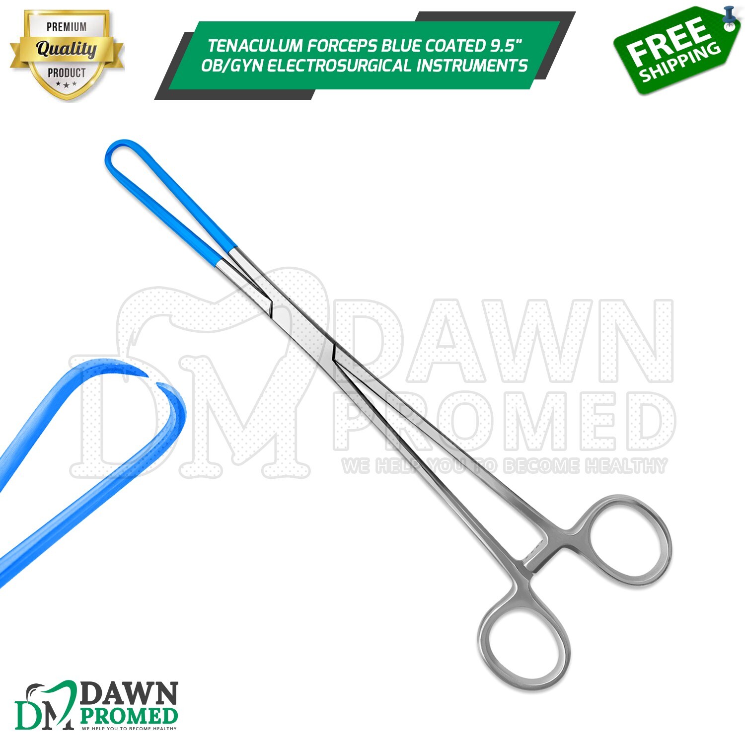 Tenaculum Blue Coated Forceps 9.5" OB/GYN Electrosurgical Instruments