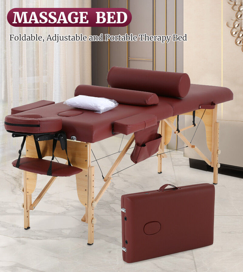 Massage Table Massage Spa Bed 73 inch Long Height Adjustable Portable 2 Folding