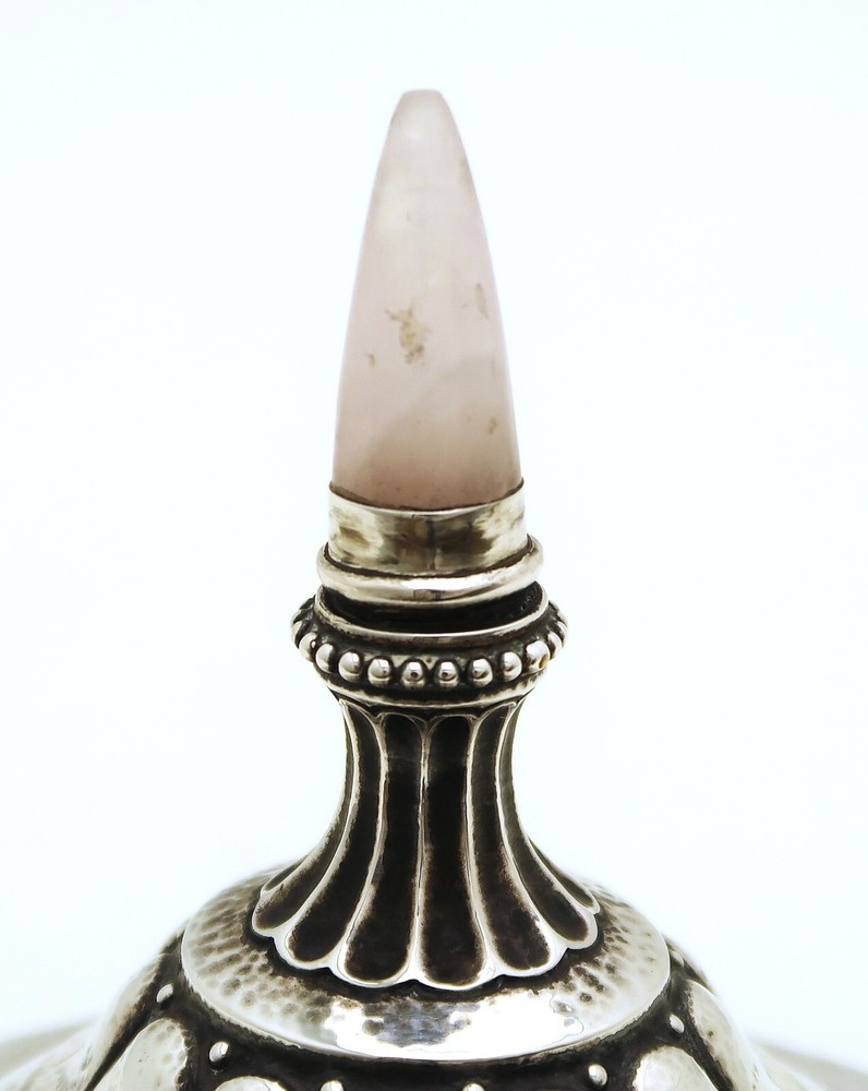 Solid Swedish Lidded Chalice Trophy Cup with Rose Quartz Finial Dated 1935 - 38