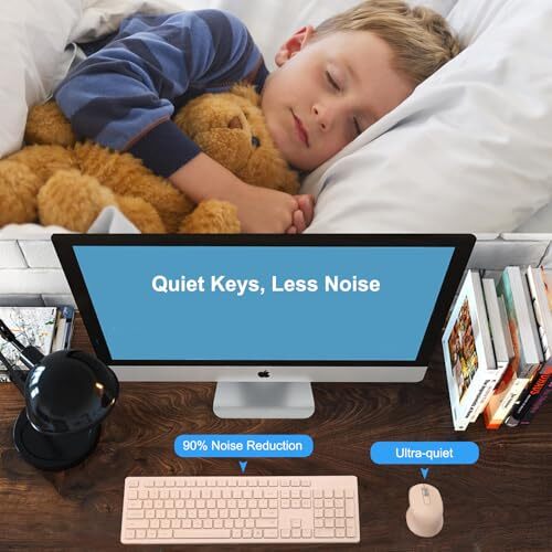 Wireless Keyboard and Mouse Combo Quiet and Soft 2.4G Full-Size Computer Keyb...