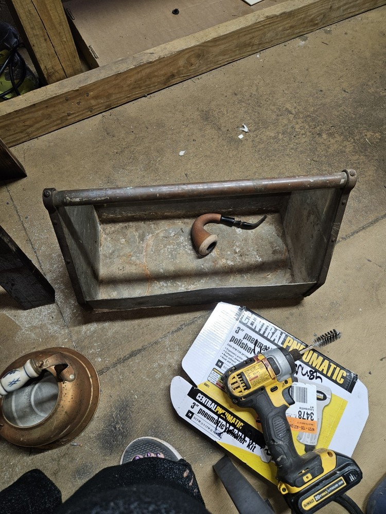 1930s Antique Metal Tool Storage Box Solid
