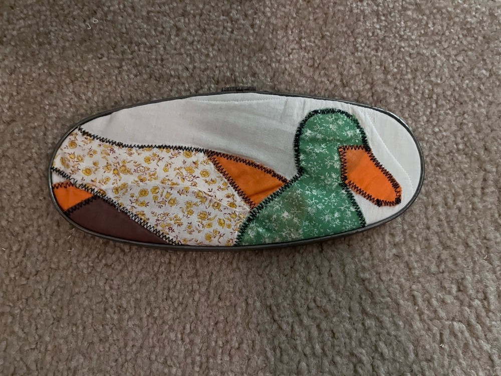 Fabric Patchwork Oval Vtg Quilt Scrap Embroidery Hoop