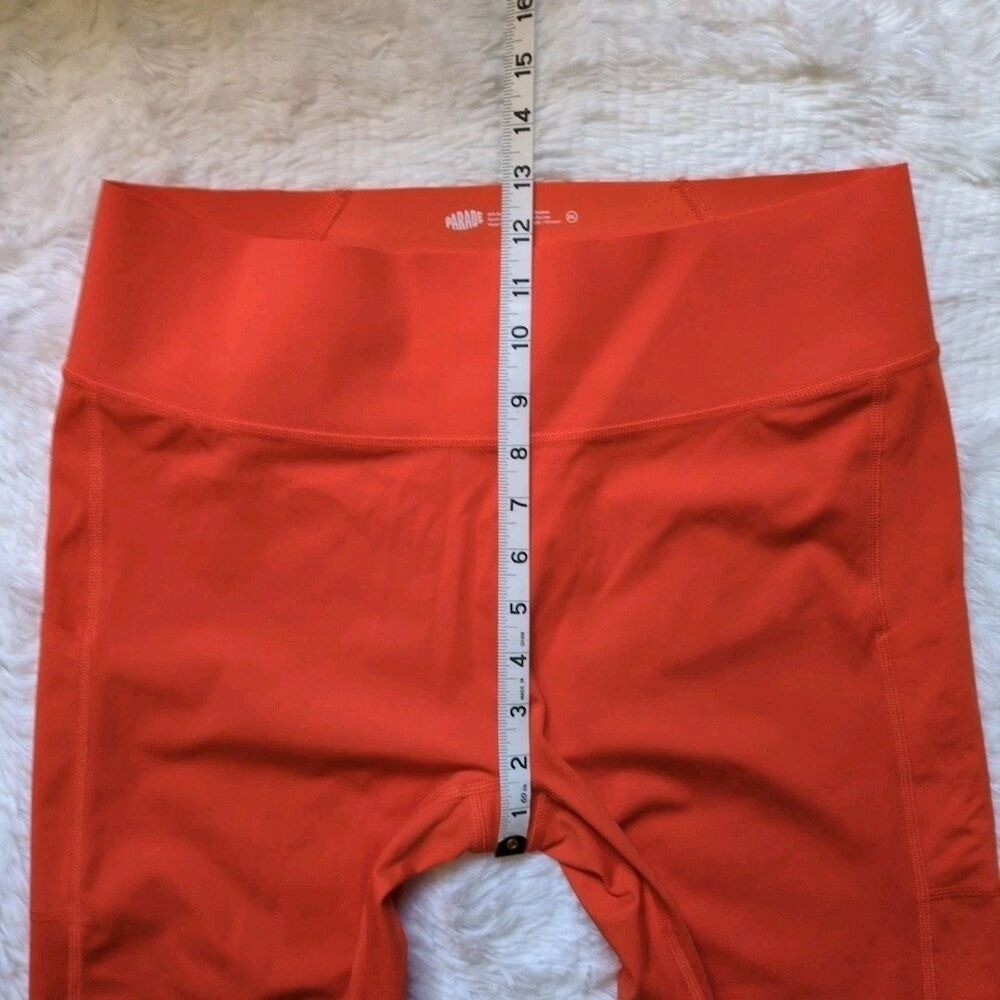 Parade Orange Laser Cut Leggings Womens 2XL 25" Pocket Nylon Yoga Workout Gym