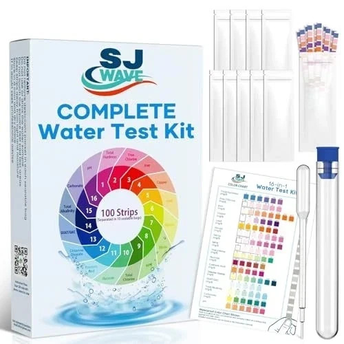 New 16 in 1 Drinking Water Testing Kits - 100 Strips (10 Strips Per Pouch) NIB