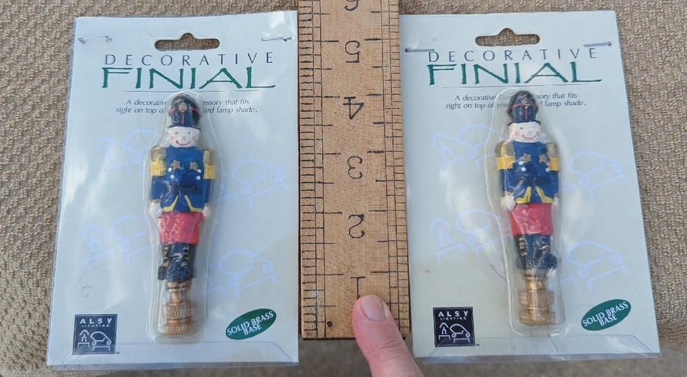 Nutcracker Lamp Finial Decorative SetOf2 Original Package Solid Brass Base aug23