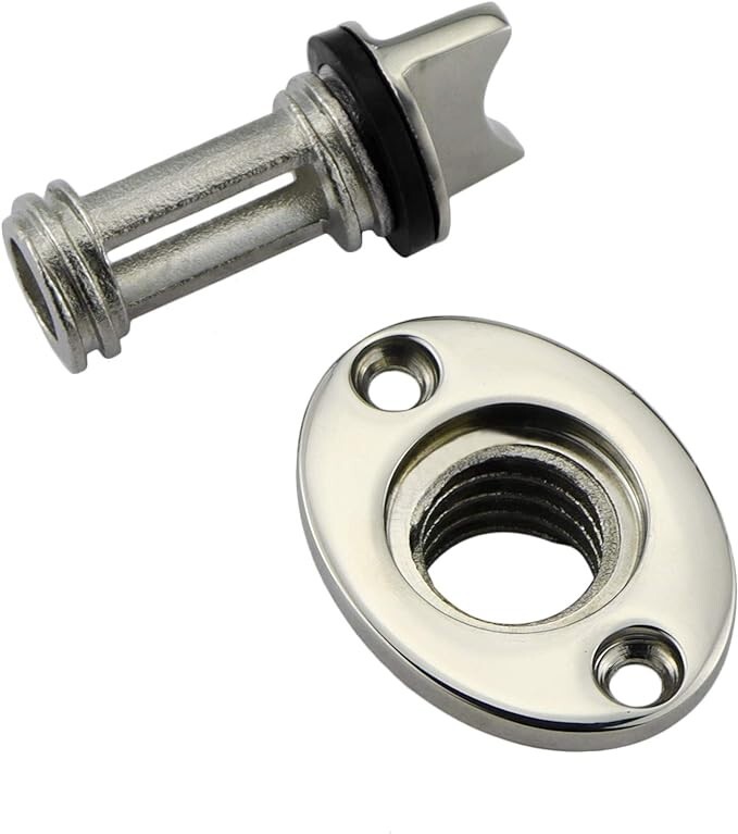 Oval 316 Stainless Steel Boat Garboard Drain Plug For 1" 25mm Hole WithO Ring