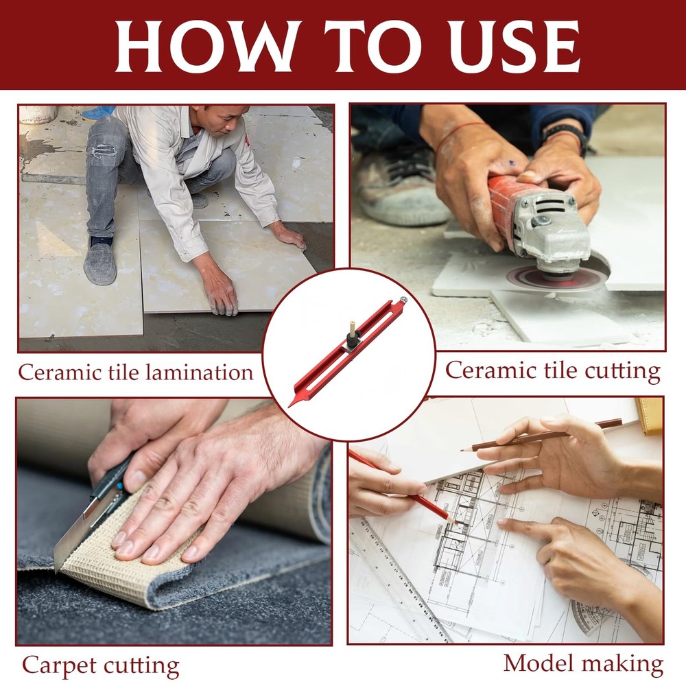 Precise Contour Scribe Tool with Adjustable Pencil Holder for Tiles Carpenter