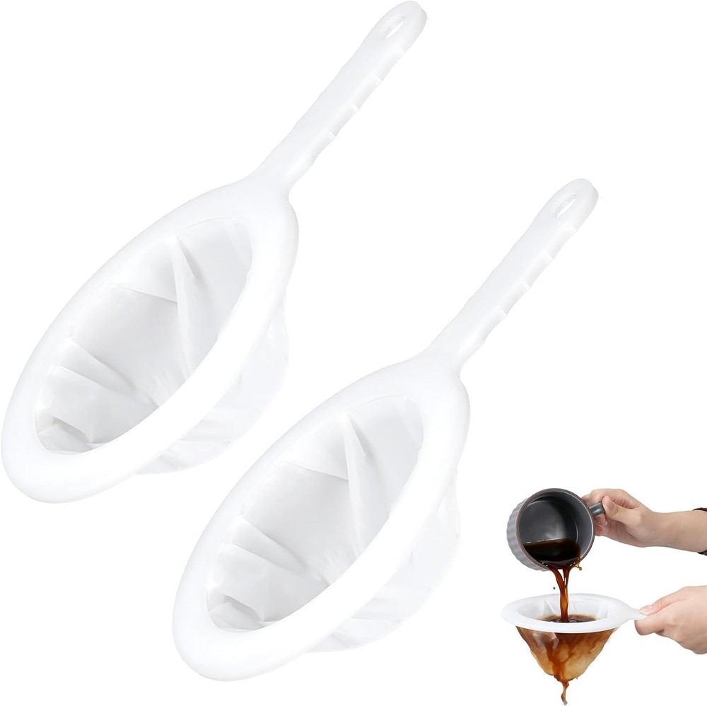 Ergonomic Non-Slip 2 Pack Plastic Mesh Strainer for Smooth Straining Needs