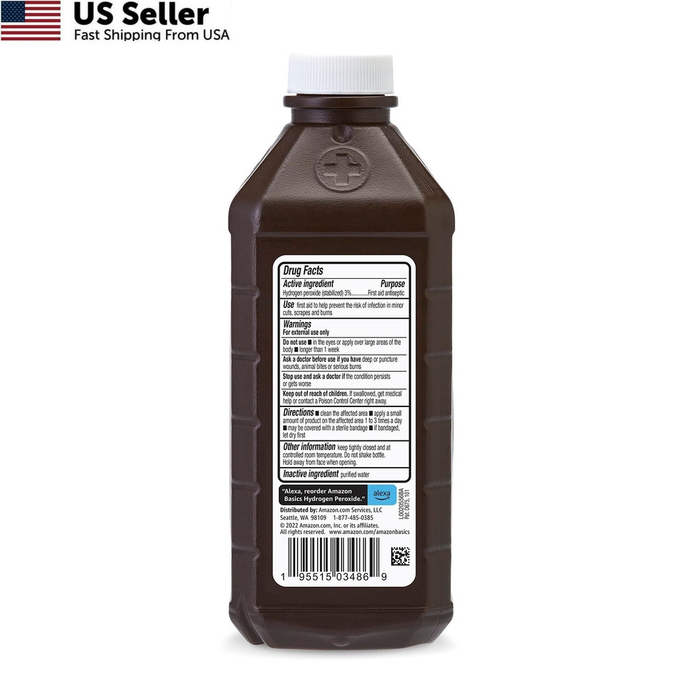 Amazon Basics Hydrogen Peroxide Topical Solution USP, First Aid 1 Pack