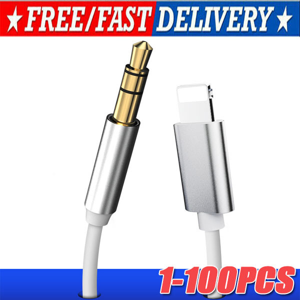 IPhone 7 8 X XR 11 12 13 Pro Max 8 Pin to 3.5mm AUX Audio Car Adapter Cord lot