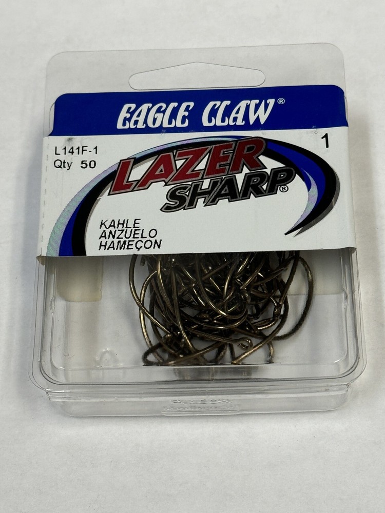 Qty 50 Eagle Claw Laser Sharp Hooks L141F-1 Size 1