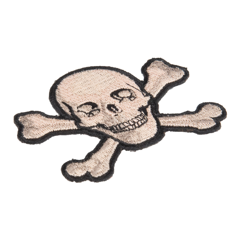 Smiling Tan Skull & Crossbones Patch, Skull Motorcycle Patches