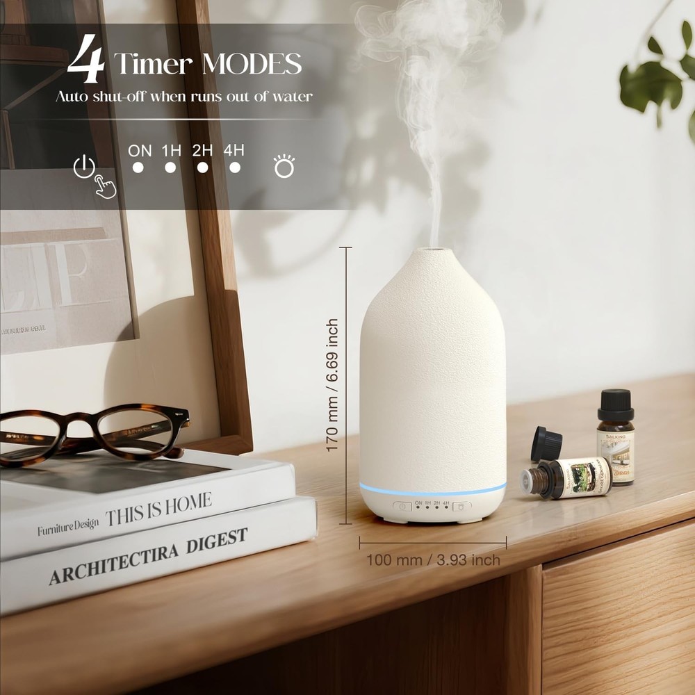 SALKING 200ml Ceramic Essential Oil Diffuser, Stone Diffusers for White