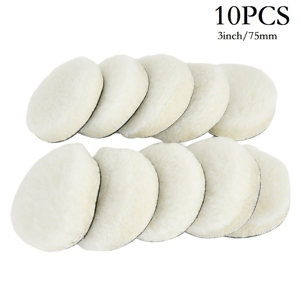 10Pcs/Set 3-Inch Wool Buffing Bonnet-Pad Car Polishing Buffer Hook & Loop POLISH