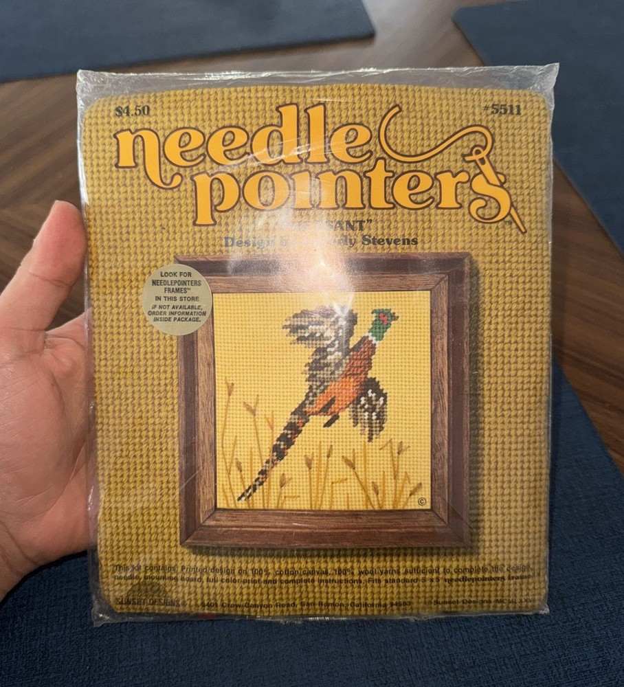 Vtg 1970s Sunset Designs Needle Pointers Needlepoint Kit #5511 Pheasant SEALED