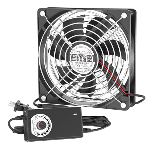 IP67 Waterproof Small 12V Variable Speed Computer Fan with AC Plug, 110V 120V