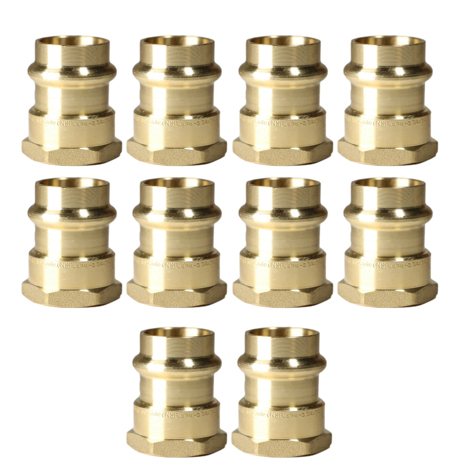 10 Pack XFITTING 3/4" Press Female Adapter, 3/4" Press Fit Female , Lead Free