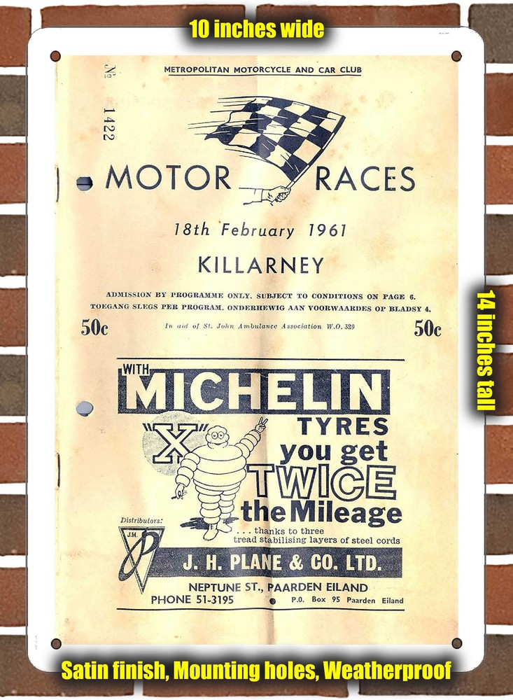 Metal Sign - 1961 Killarney Racing Program - 10x14 inches
