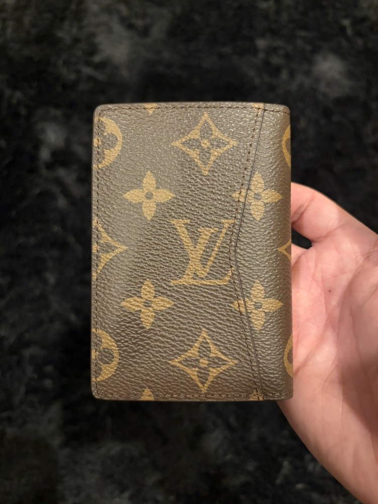 LV Louis Vuitton Pocket Organizer Monogram Eclipse Brown