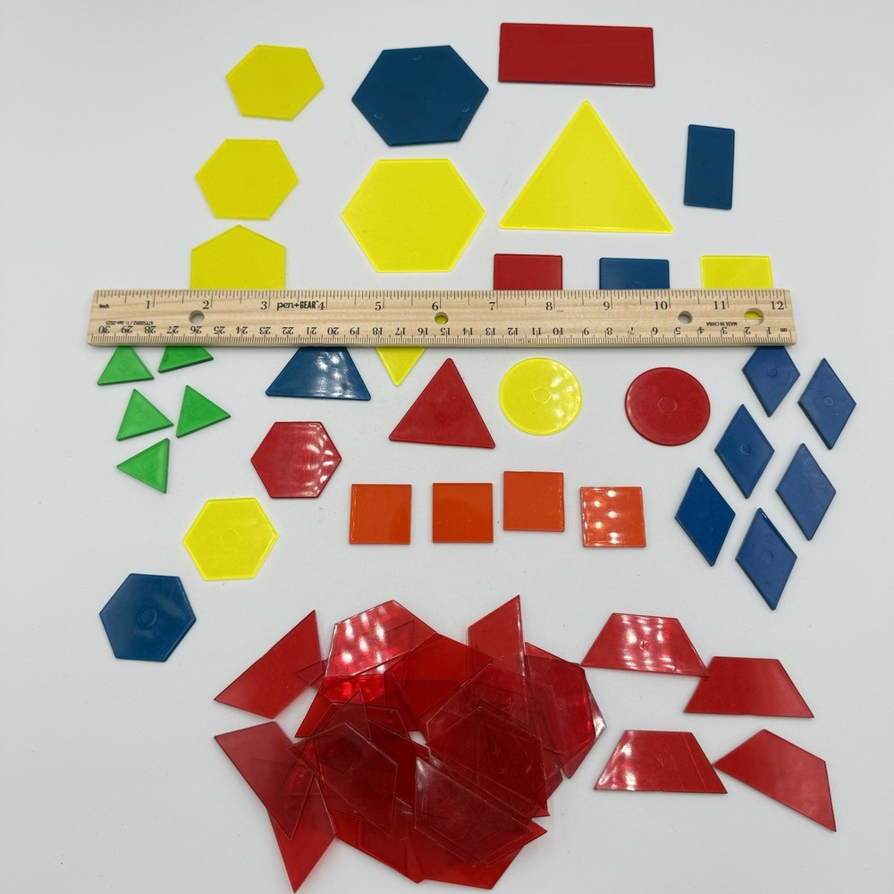Translucent Geometric Shapes Geometry 65 Pieces Math Homeschool Light Table