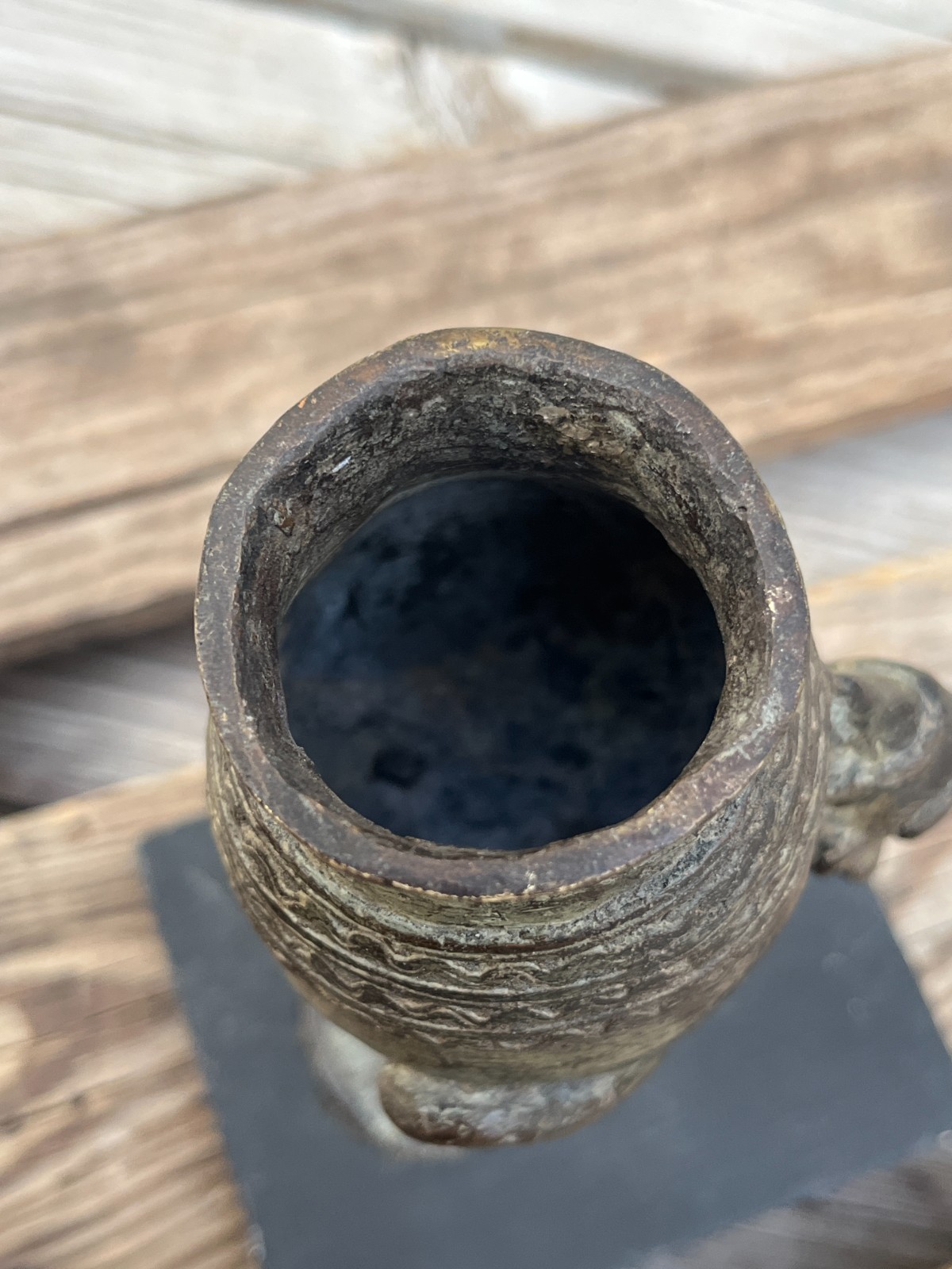 Vintage Mali Bronze Sculpture – Dogon Style Figure Carrying Vessel