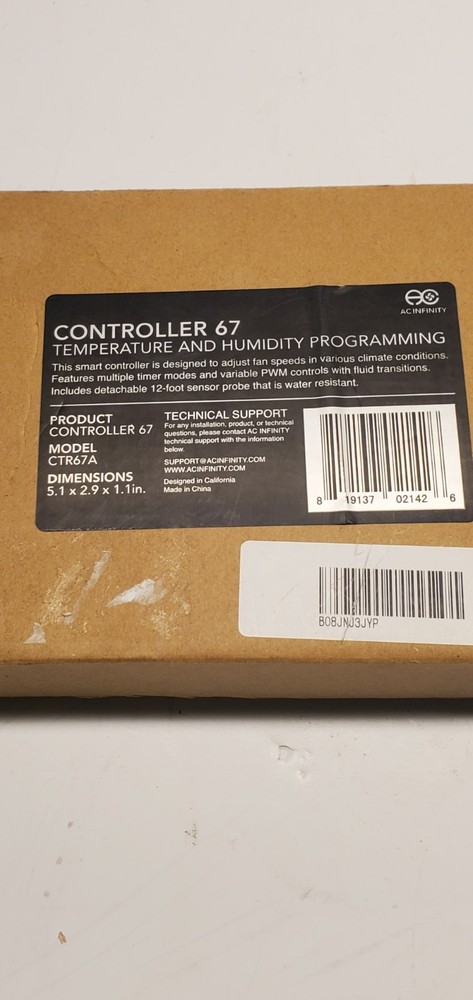 AC Infinity Controller 67 + RAXIAL S4 Inline Fan Ventilation Kit New