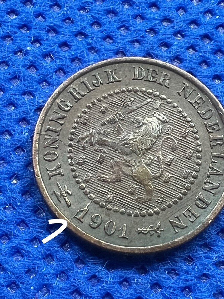 1901Netherlands - 1/2 Cent WITH DIE CRACK #148