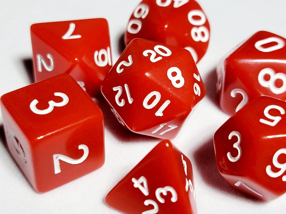 Basic Red 7 Dice Set Poly RPG DnD Dungeons Dragons AD&D Pathfinder d20