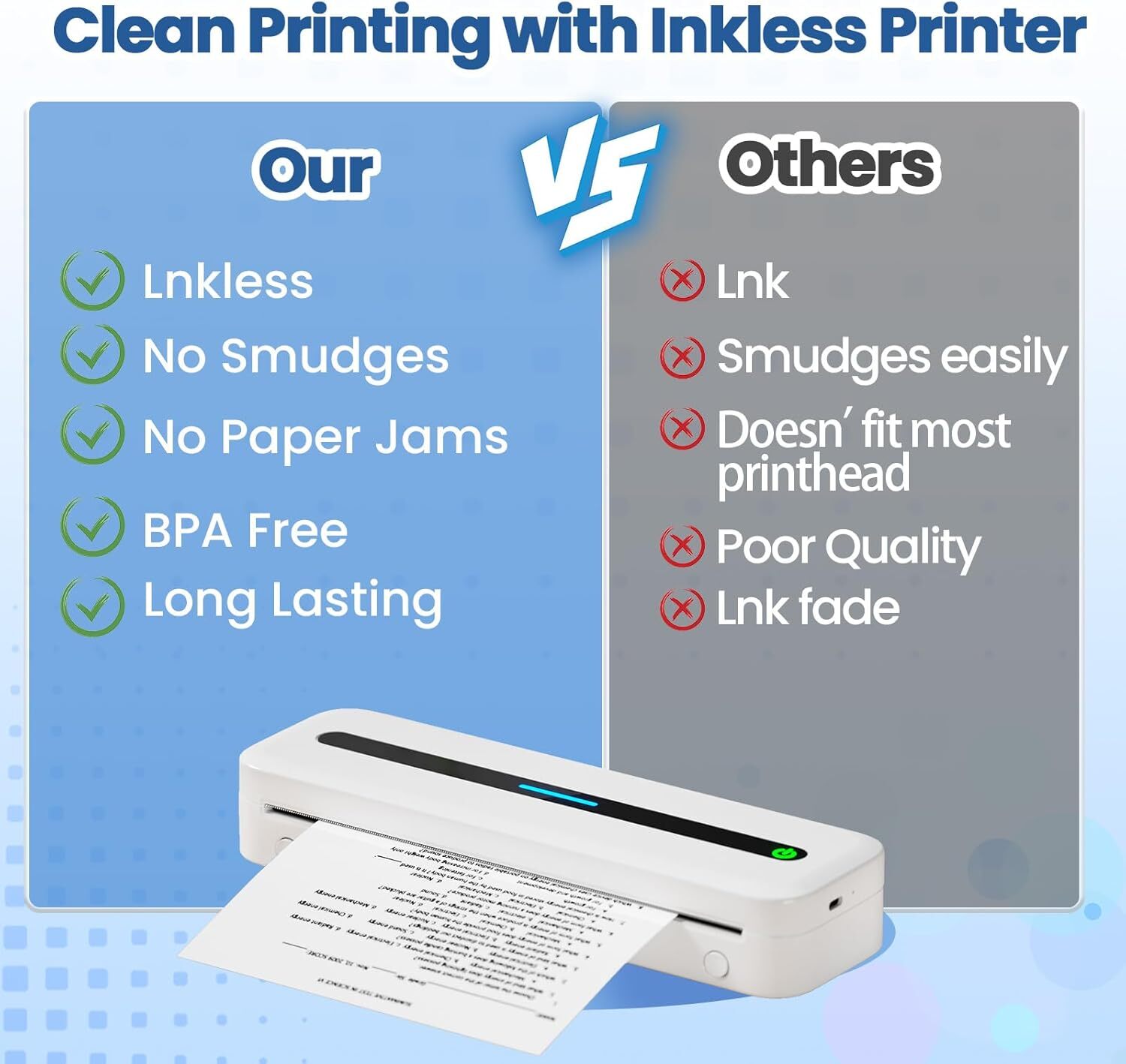 2 Rolls A4 Thermal Printer Paper 8.5x11" for M08F M832 M834 Portable Printer US