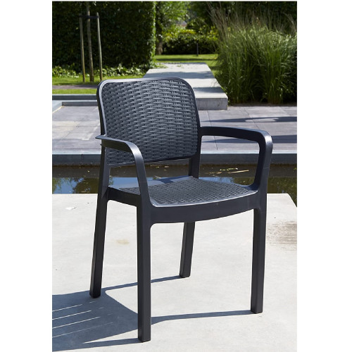 Keter Beautiful Rattan Effect Graphite Stackable Garden Chair Resin