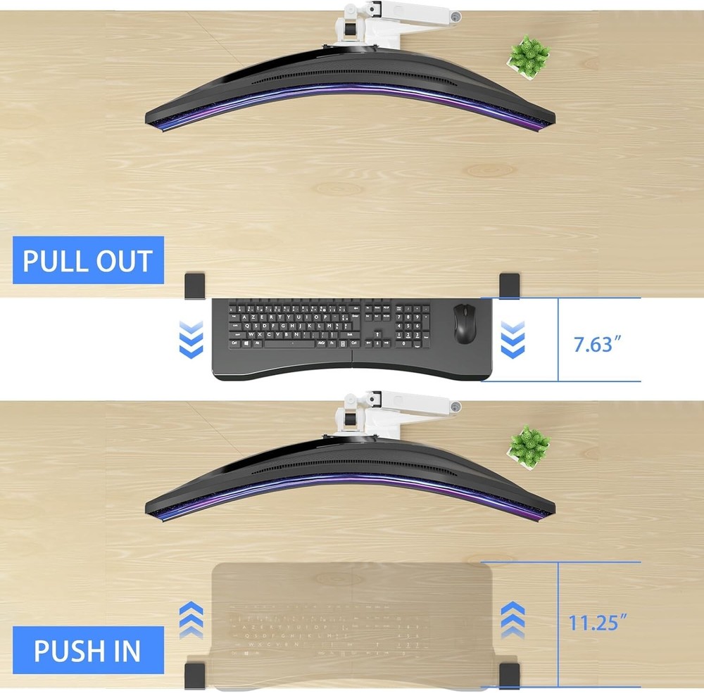 SUPTEK | Keyboard Tray Under Desk Pull Out with C Clamp Mount