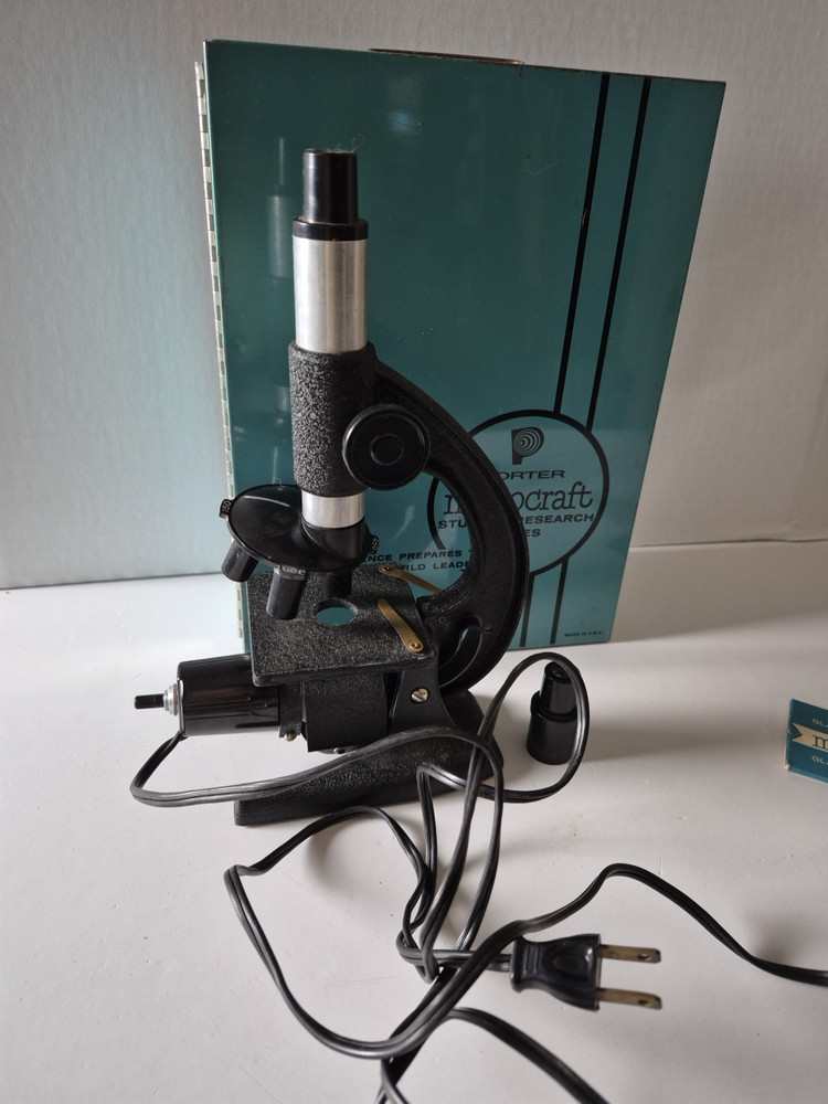 Vintage Porter Science Microcraft Student Research Series Microscope w/ Case
