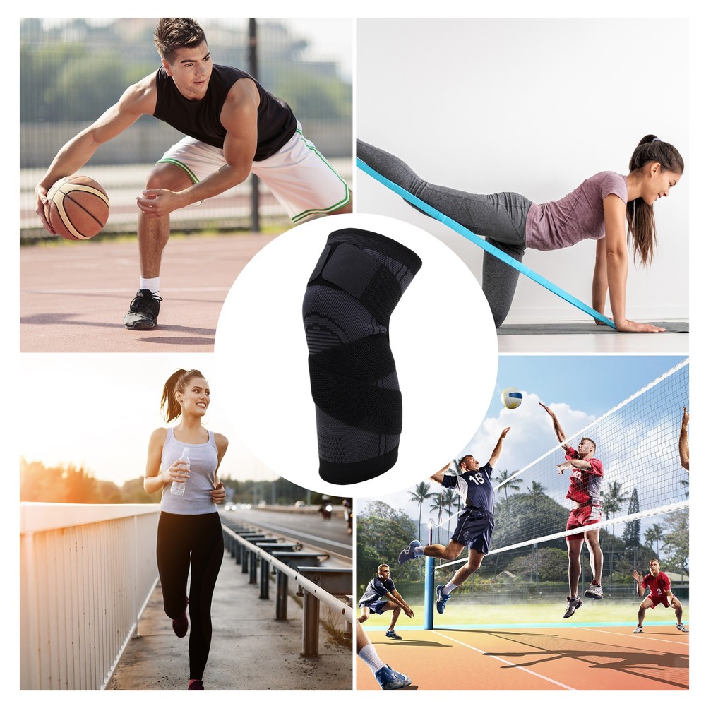 Straps O-shaped Pattern Knee Pads One Size Fits Most Gray 1 Pc