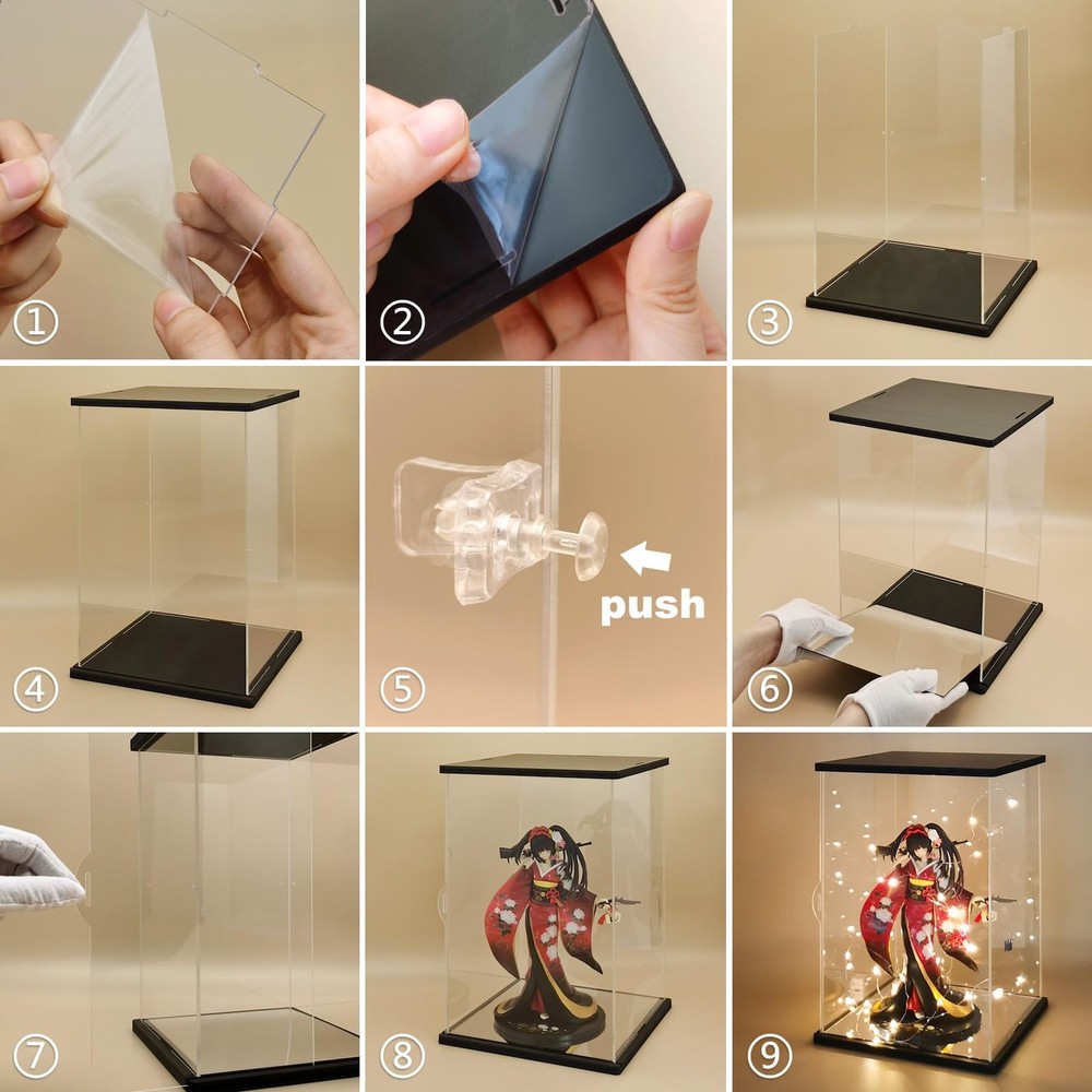 Clear Acrylic Display Case with Remote Control Light 400% Bearbrick, Dustproof