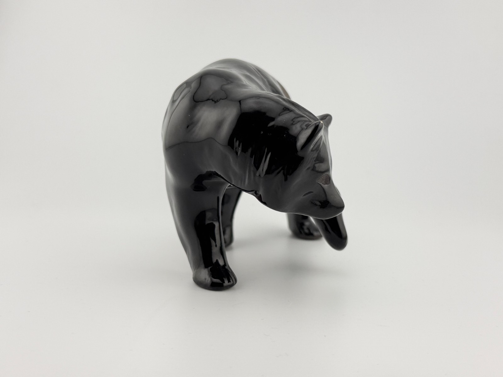 Maria Adelicia Native American San Juan Pueblo Black on Black Ceramic Bear