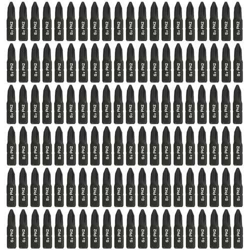 Phillips #2 Screwdriver Impact Bits - 1 Inch (Bulk 100 Pack - Industrial