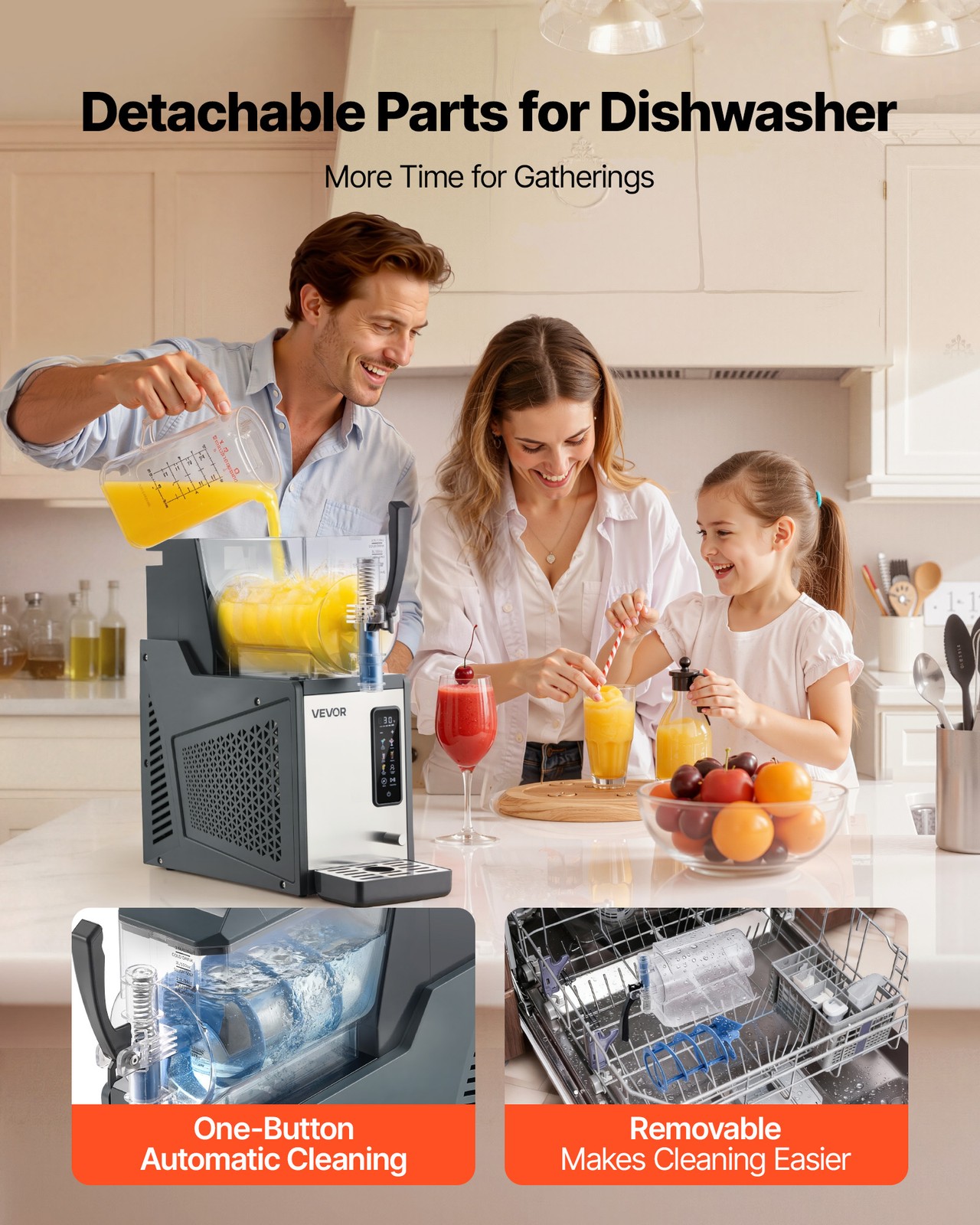 VEVOR Slushie Machine 4L/135oz No Ice Needed Frozen Drink Maker with Single Tank